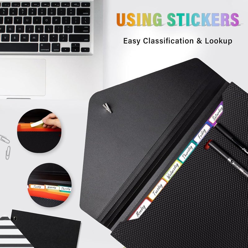 Nicecho Expanding File Folder, 7 Pockets Accordion File Organizer, A4 Letter Size Paper Document Receipt Organizer Accordian Filing Folder for Classroom, Home, Office and Travel - Image 3